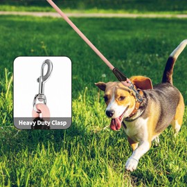 Mile High Life Dog Leash | Strong Rope Dog Leash w Premium Leather Tailor Handle | 4 Feet Dog Leash w Heavy Duty Clasp | Pink Rope Leash for Small Medium Large Dogs | Diameter 1/2"