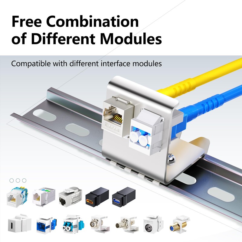 Metal DIN Rail Mounting Module for Snap-on Trapezoidal Jacks Connected