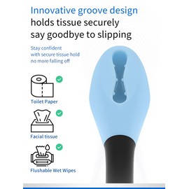 ANNND Bottom Buddy Wiping Aid – Upgraded Toilet Tissue Aids Wand for Wiping Bottom, 15.6" Long for Elderly, Overweight, Pregnant, and Limited Mobility, Blue