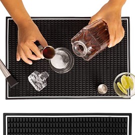 Premium Bar Mat 18" X 12" 1cm Thick Anti-Skid Non-Toxic Rubber Bar Mat for Countertop, Home Bar, Restaurants, Coffee Bar Mat ( Pack of 1 Black)