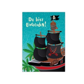 Limonia 6 Invitation Cards with 6 Envelopes for Children's Birthday Party Theme Party Invitation Set Birthday Girls Children Boys Boys Teens Pirate Treasure Adventure Treasure Hunt