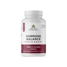 Ancient Nutrition Hormone Balance + Collagen Supplement, Hydrolyzed Collagen Peptides, Clinically Studied Superfoods to Support Balanced Hormones and Boost Energy, 60 Capsules