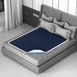 Ultra-Absorbent Extra Large Washable Waterproof Bed Pads 60"X80" Reusable, Leakproof Incontinence Bed Pads for Adults, Babies & Pets , Waterproof Bed Wetting Pads & Sheet Blanket(Blue)