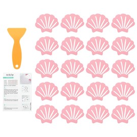 sourcing map 20Pcs Non-Slip Bathtub Stickers, 9x7 cm Shell Shape Shower Floor Non Slip Stickers with Scraper for Bathroom Shower Stairs Ladders, Pink