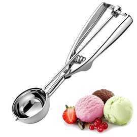 KSVFTB Ice Cream Scoop, Stainless Steel Ice Cream Scoop with Trigger, Cookie Scoop Large Sized (6cm), Icecream Scoop, Potato Scoop for Meatballs, Mellon Balls, Mashed Potatoes and Muffins