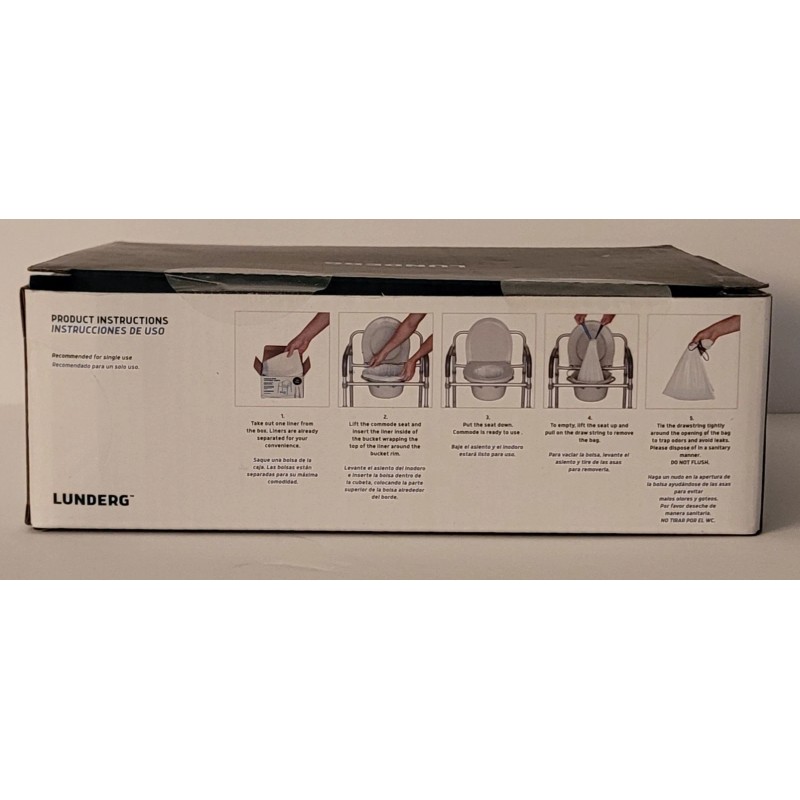 Lunderg Hassle Free Commode Liners Disposable Bedside. Commode Liners, 50