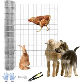 Tongmo 4 ft x 50 ft Galvanized Welded Wire Fence, 16GA Garden Chicken Wire Fence Roll, Mesh Size 2" x 4"Hardware Cloth, Ideal for Yard Protection and Poultry Netting