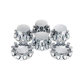 United Pacific 10317 Chrome Dome Axle Cover Combo Kit With 33mm Thread-On Cylinder Nut Cover