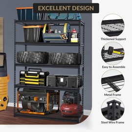 Heavy Duty Garage Shelving Unit, 48" L x 24" W x 72" H Adjustable Storage Shelves, 2500Lbs Load Capacity, Durable Metal Shelves for Garage Organization, Basement, Workshop