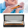 Blues Harmonica 10‑Hole Mouthorgan E Key Wind Instrument Waterproof Corrosion‑Resistant(Orange