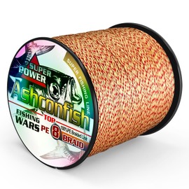 Ashconfish Braided Fishing Line- 8 Strands Super Strong PE Fishing Wire Heavy Tensile for Saltwater & Freshwater Fishing -Abrasion Resistant - Zero Stretch- 300M/328Yards 60LB Red and Yellow