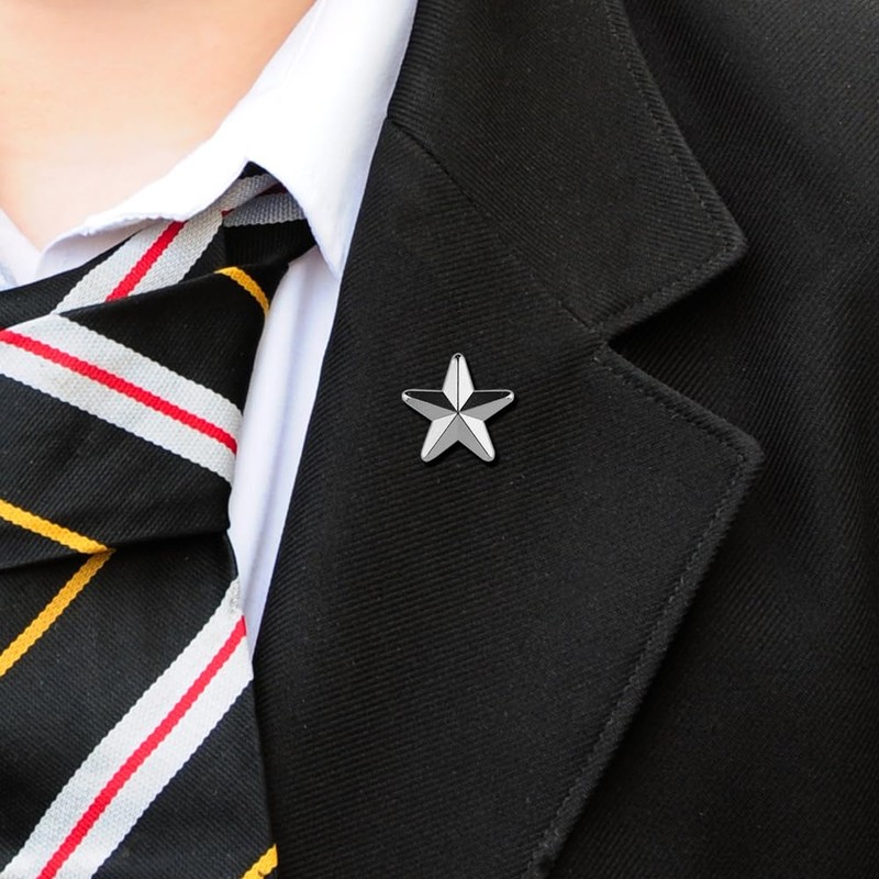 3D Star Badge Lapel Pin - Single (SILVER)
