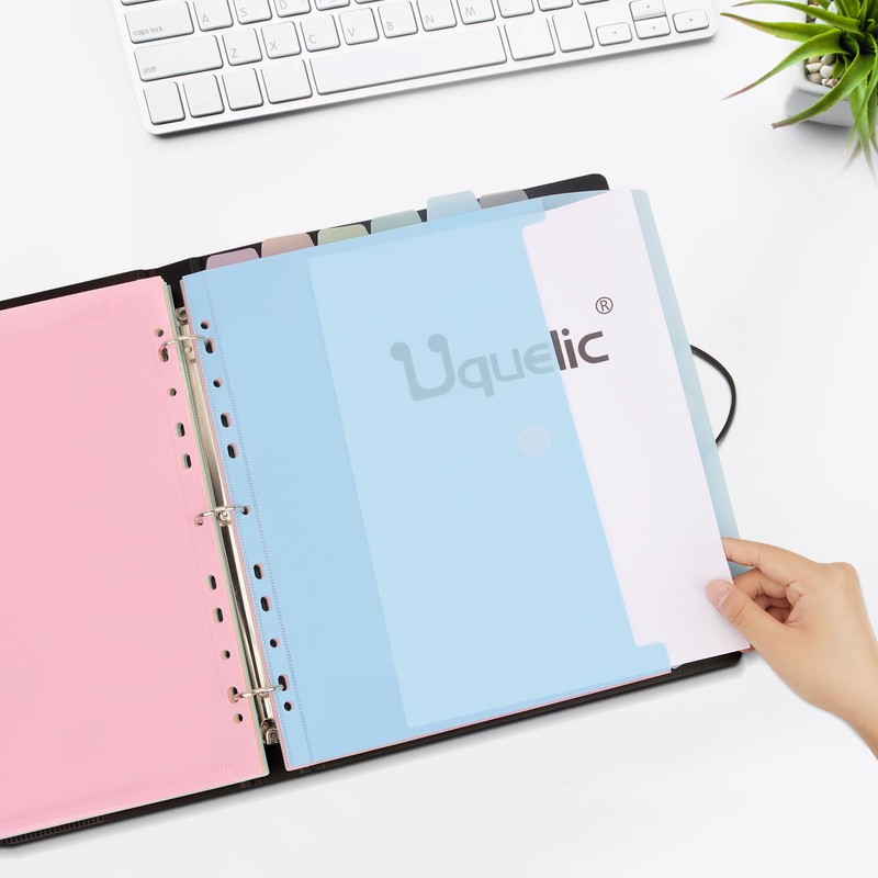 Uquelic A4 Folder Organiser, Ring Binder with 12 Document Folder