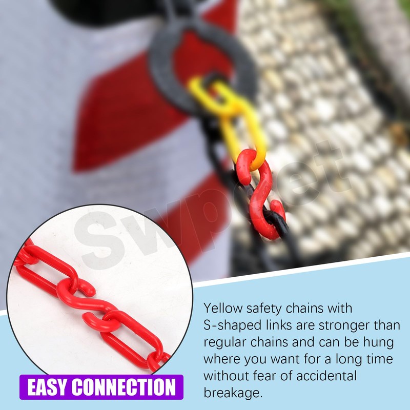 Swpeet 21Pcs 5M x 6mm Plastic Barrier Chain Red Plastic