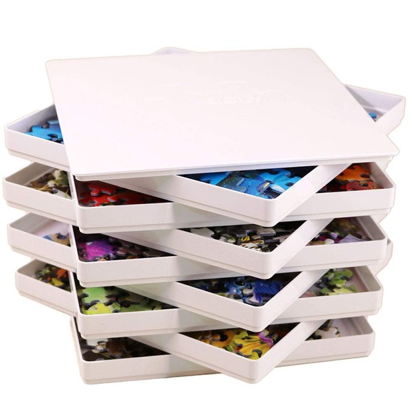 PUZZLE EZ Puzzle Sorting Trays with Lid and 8 Trays Jigsaw Puzzle Sorters Organizer Fit Up to 1000 Pieces Puzzle Gift for Puzzlers