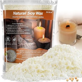 Sukh Soy Wax for Candle Making - Natural Soy Wax Flakes Pure Cera para Velas Candle Making No additives Supplies for Container,Cup,Scented,DIY