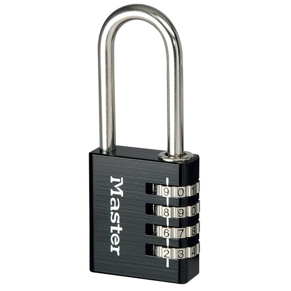 Master Lock Padlock, Set Your Own Combination Lock, 4-Digit Combination Lock, Black, Best Used for Indoor Storage Lockers, School Lockers and More