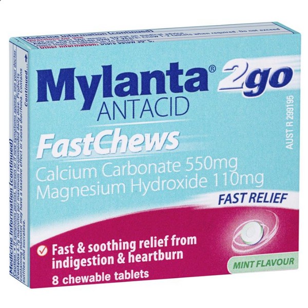Mylanta Fast Chews Mint Flavour 8 Tablets