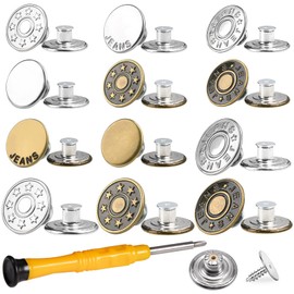Jeans Button Replacement No Sew: YUANHANG 24 Sets Metal Buttons for Pants - Instant Adjustable Button - Tighten Waist Size by 1 Inch or Extend an Extra Inch - Contains A Removable Screwdriver