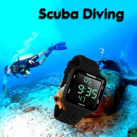 Water Resistant Watch 10 ATM 100 m Luminous Underwater Diving Watch with Alarm Clock, Stopwatch, Dual Time Zone, Calendar, 12/24 Hour Format Selectable
