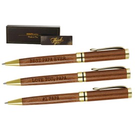 InnoBeta Papa Gifts, Wooden Pen Set of 3, Gift Ideas for Grandpa from Grandkids on Birthday, Christmas, Father's Day, Retirement