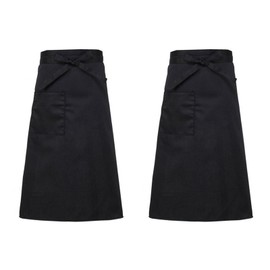 BRIIKPP Unisex Black Apron, Set of 2, Perfect for Cafe, Salon, Restaurant, Kitchen, Chef, Home Sommelier, Bib Style