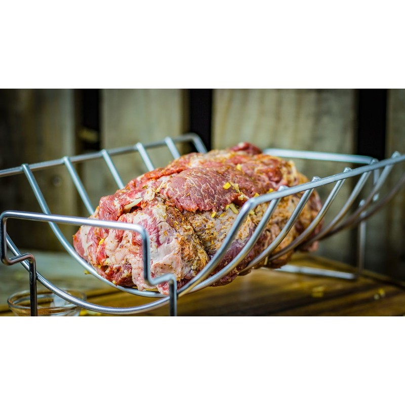 Grillfürst 2-in-1 Stainless Steel Rib Holder and Roasting Basket