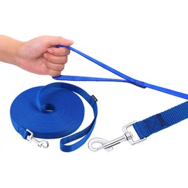 AMAGOOD Dog/Puppy Obedience Recall Training Agility Lead-15 ft 20 ft 30 ft 50 ft Long Leash-for Dog Training,Tie Out,Play,Safety,Camping (30Feet x 1Inch,Blue)