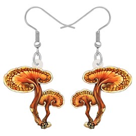 BAMAY Anime Mushroom Earrings Acrylic Statement Dangle Jewelry Hypoallergenic Hook Novelty Gifts for Women Girls Charms (Brown 494)