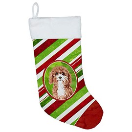 Caroline's Treasures CK4099CS Cavapoo Christmas Candy Stripe Christmas Stocking, Large, Multicolor