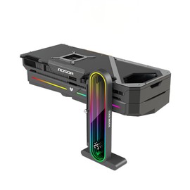 PC Temperature Display, GPU Anti SAG Holder, Adjustable Height RGB GPU Stand Temperature Display 5V 3-Pin Graphics Card Holder Anti Exhaust Holder Magnetic Base for PC