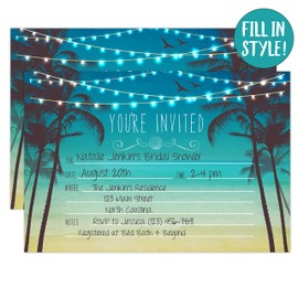 Your Main Event Prints Beach Palm Tree Invitations Nautical Invitations Rustic Elegant invites for Wedding Rehearsal Dinner Bridal Shower Engagement Birthday Bachelorette Party Baby Shower Invites