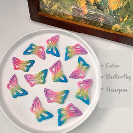 15 Pcs Colorful Butterfly Snap Hair Clips Mini 2 in Barrettes Cute Party Festivals Hair Accessories MGPFERD