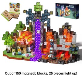 Magnetic Blocks-150PCS Magnetic Building,Light Up Magnet Cubes, STEM Montessori Sensory Toys for Kids Boys Girls Ages 4-8 Christmas Birthday Gifts Multifunction:_150PCS