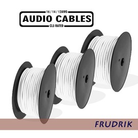 FRUDRIK Speaker Wire - 99.9% Oxygen Free Copper – ETL Listed & CL3 Indoor Speaker Cable (14/2 White, 200FT)