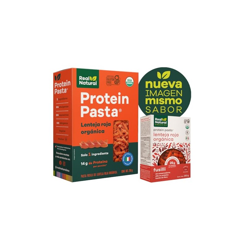 Real Natural, Protein Pasta Lenteja Roja, 250 Gramos