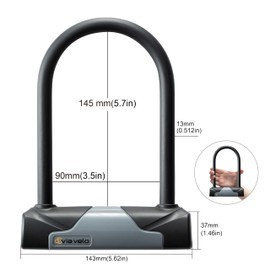 Via Velo Bike U-Lock with Cable,Bicycle U Locks with 8mm Braided Steel and 3 Keys, 4ft Length Security Cable for E-Bike, Scooter Mountain Road Bike