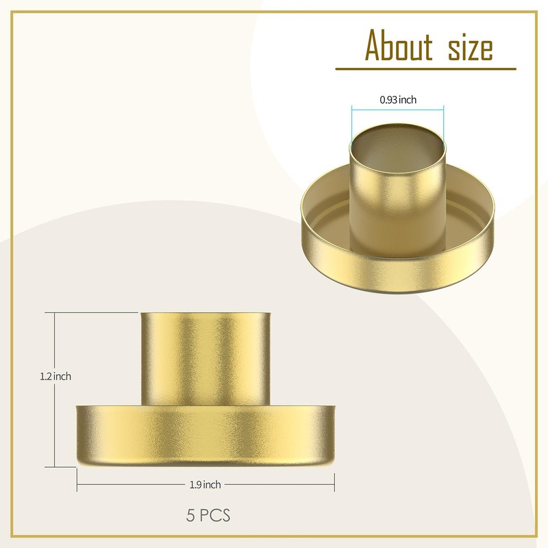 Smtyle Gold Minimalist Candlestick Holders Set of 5 Simple and
