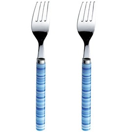 Nagao Border Dinner Forks, Blue, Set of 2, Made in Japan