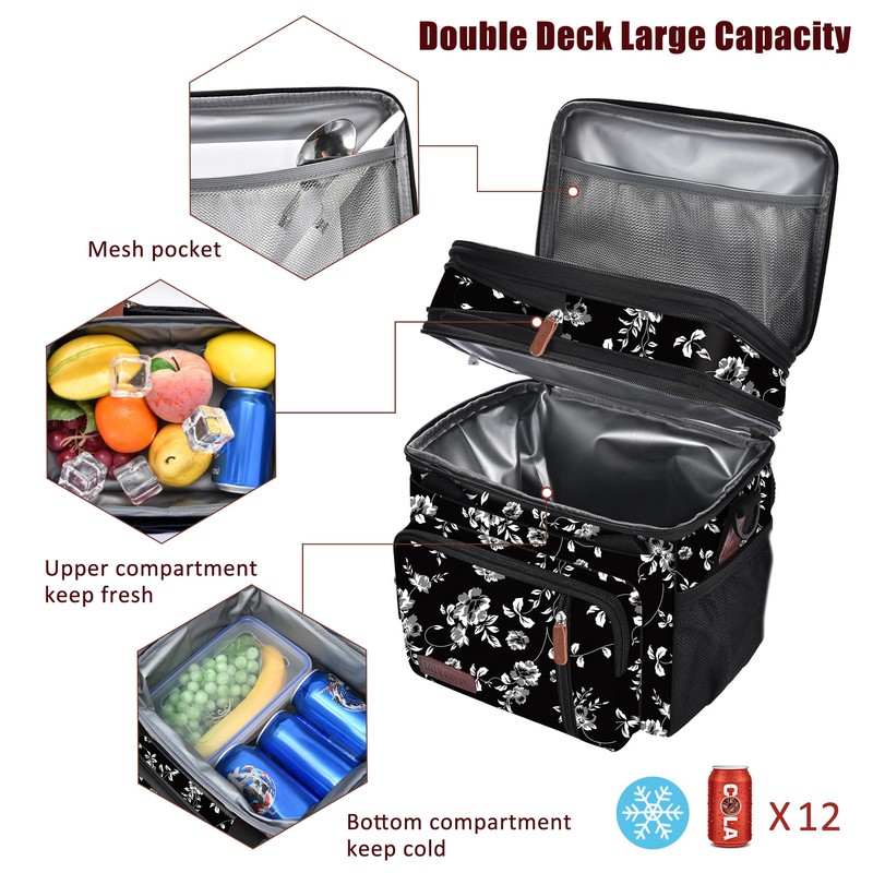 MIYCOO Lunch Bag for Women Men Double Deck Lunch Box