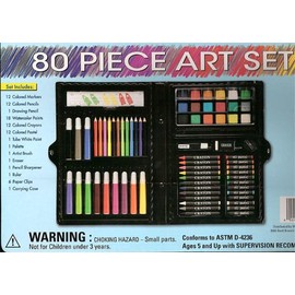 80 Piece Art Set 12pencils Markers Watercolor Paints Pastels