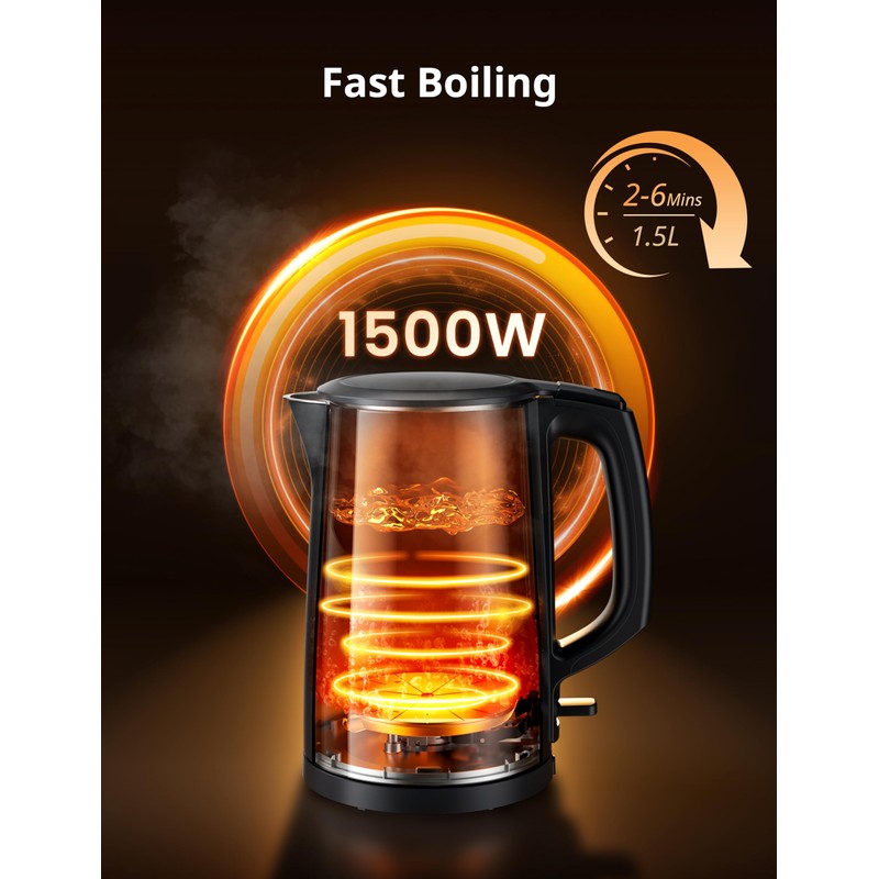 COMFEE' Electric Kettle and Tea Kettle, 1.5L Double Wall, Stainless