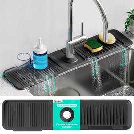 24 Inch Longer Faucet Mat for Kitchen Sink, 5° Slope Fast Self-draining, Kitchen Sink Splash Guard Silicone Sink Faucet Mat Splash Guard Kitchen Sink Area Tidy Splash Faucet Guard Draining Mat