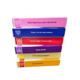 Joke Pill Boxes Gift Set x6 - Fun Prank Medication with Bags and Labels, Secret Santa, Easter - Fill with Your Own Treats - Funny
