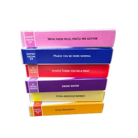 Joke Pill Boxes Gift Set x6 - Fun Prank Medication with Bags and Labels, Secret Santa, Easter - Fill with Your Own Treats - Funny