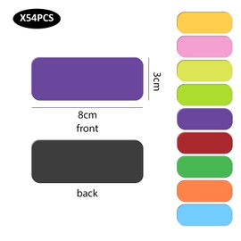 Pack of 54 Colourful Magnetic Stickers, Writeable Magnetic Strips, Writeable and Wipe Clean Labels, Magnetic Strips Suitable for Fridge Stickers, Whiteboard Stickers and Name Stickers