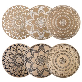 Set of 6 Round Place Mats for Dining Table, Placemat Heat Resistant and Washable PVC Place Mats, Versatile Place Mats Ideal for Dining Tables, Kitchen, Restaurants, Weddings - 38 x 38 cm