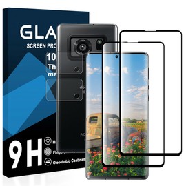 [2 Glass Film + 2 Lens Protective Film] Compatible AQUOS R6 Film AQUOS R6 SH-51B Glass Film Tempered Glass Fingerprint Authentication Compatible for aquos r6 Protective Film Hardness 9H Thickness 0.26