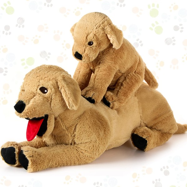 2 Pcs Dog Stuffed Animals Plush, Soft Cuddly Golden Retriever