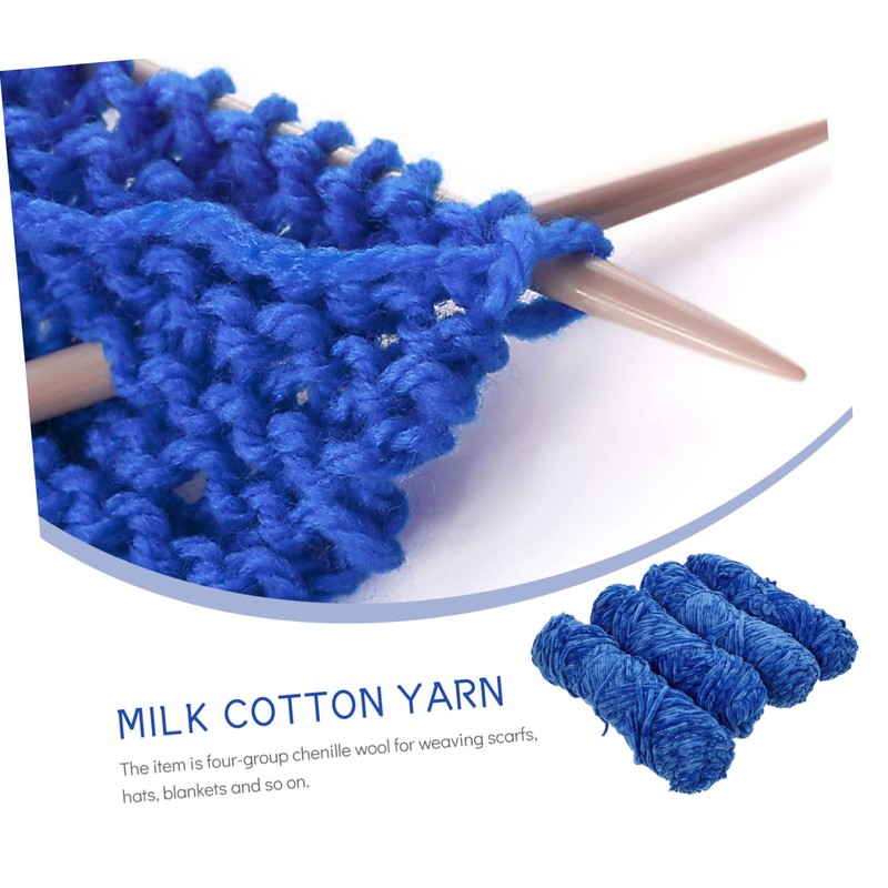 DOITOOL 4pcs Chenille Wool Yarn Soft Hand-Knitted Material for Crafting